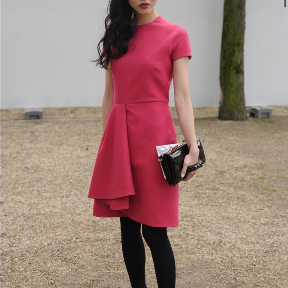 Magenta Valentino Pre-Fall 14/15 Wool Dress with Front Ruffle